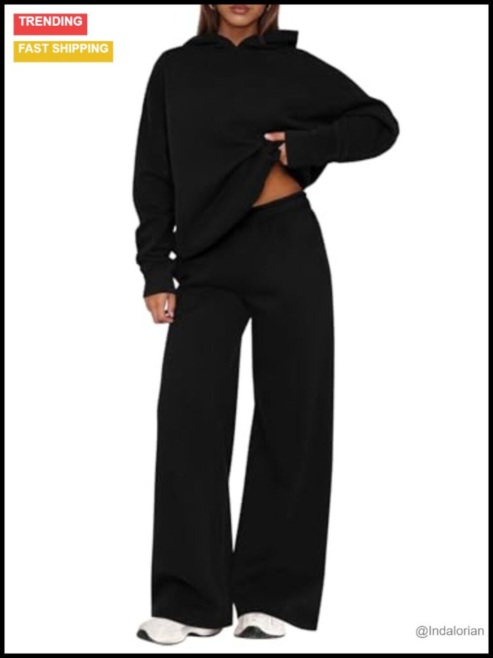 Women's 2 Piece Lounge Set Matching Sweatsuit Hoodie Wide Leg Pants